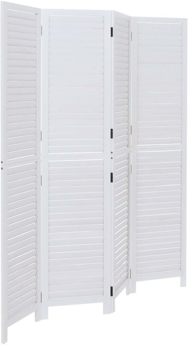 Kamerscherm MCW-C30b, ruimteverdeler, scheidingswand, zichtbescherming, vintage paulowniahout 180x161 cm ~ shabby wit