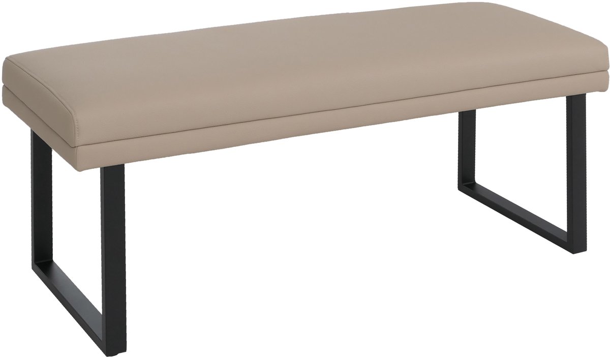 Bank MCW-O81, gestoffeerde bank, garderobebank, eetkamerbank, metaal, kunstleer, 120 cm ~ beige