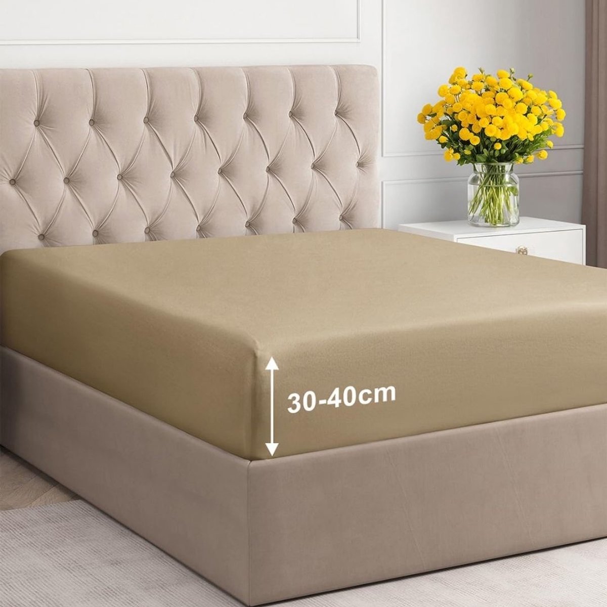 Zolvano® Matrasovertrek 180x200 - Hoeslaken - Matrashoes - Super Zacht - Beige