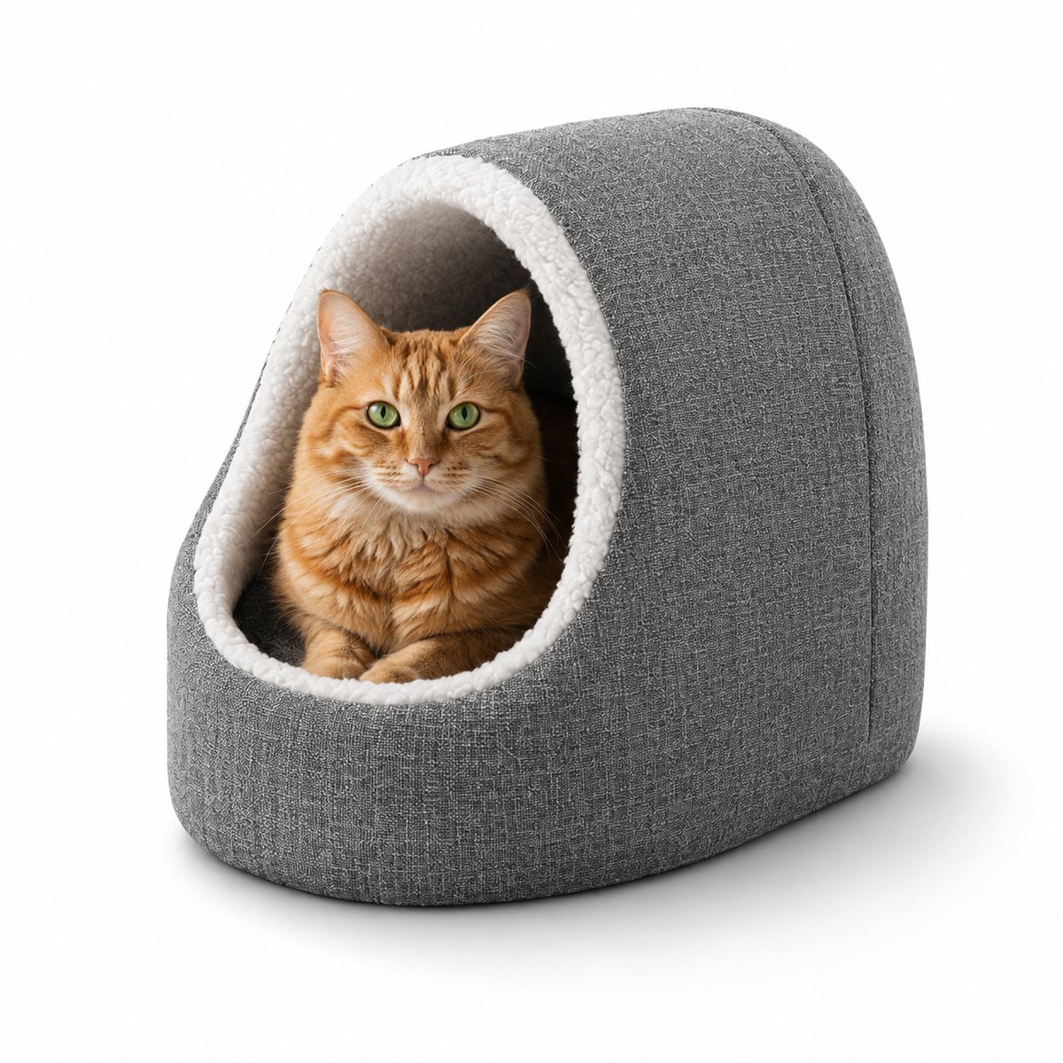 belviona Kattenhuisje, zacht pluche, antislip & wasbaar, lichtgrijs
