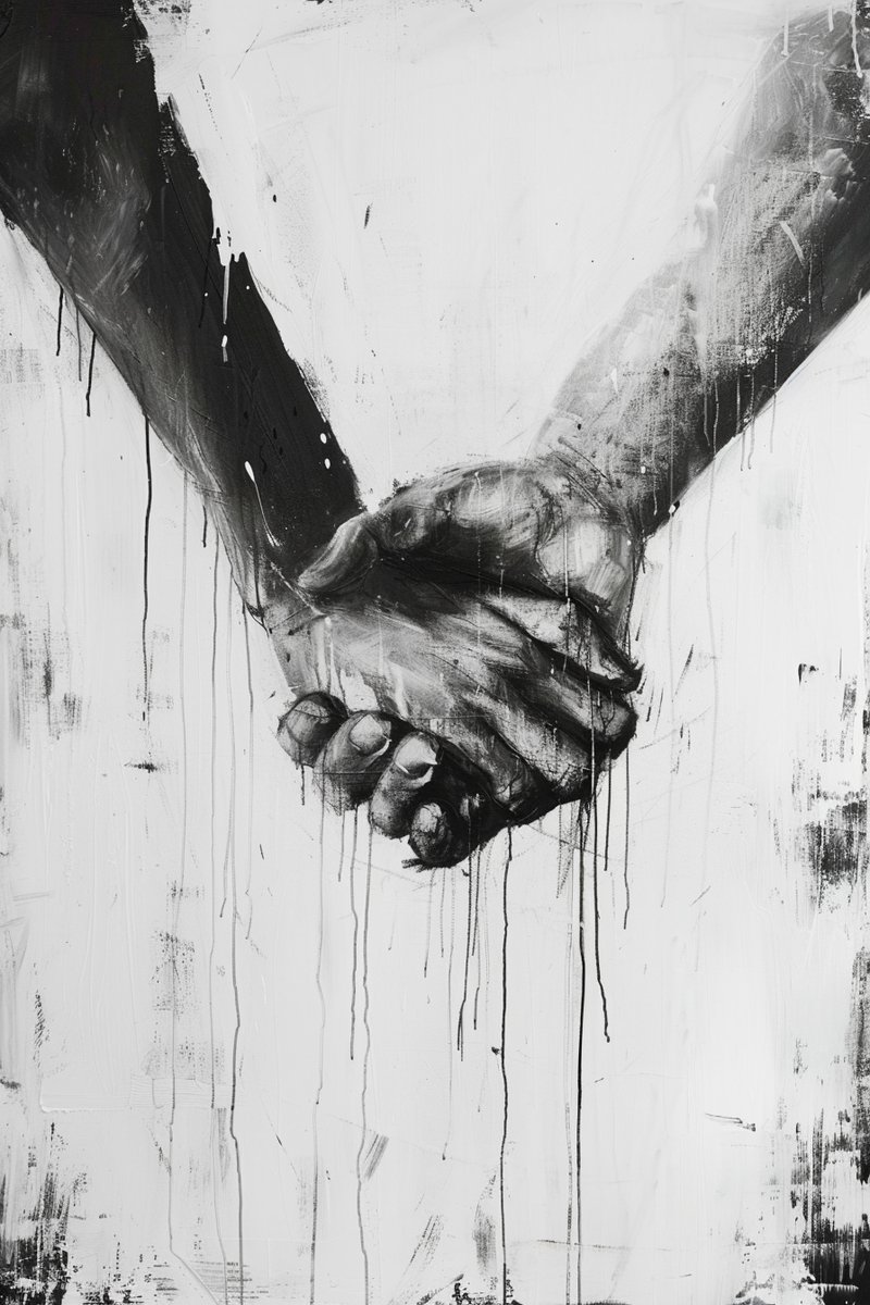 Handen Poster - Zwart Wit - Liefde - Schets - Relatie - Aanraking - Samen - posters - formaat 70x100cm - Wanddecoratie - L2598MW