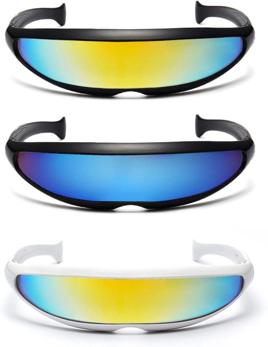 Futuristische Ruimtebril Set met 3 Paar, Grappige Zonnebrillen voor Feesten, Cosplay Accessoire en Unieke Stijl