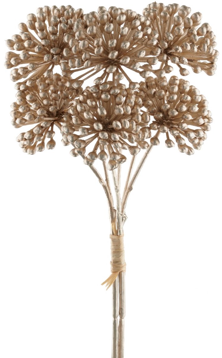 Gasper kunstbloem allium bundel champagne metallic 26 cm