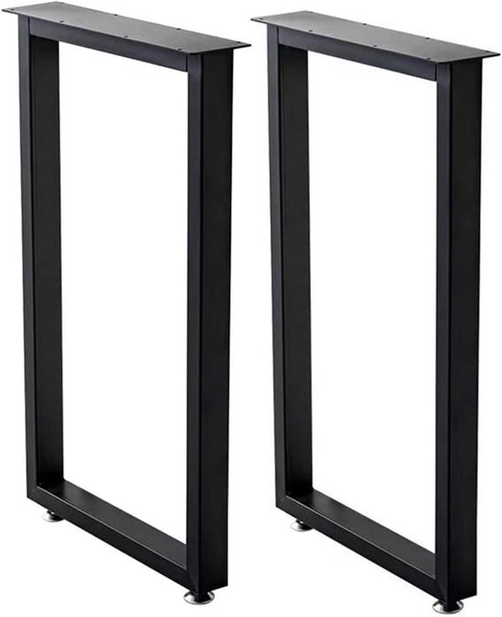 Tafelpoten Staal - Meubelonderstel Set - Doe het zelf - Verstelbare Voetjes - 70/100 cm - Zwart