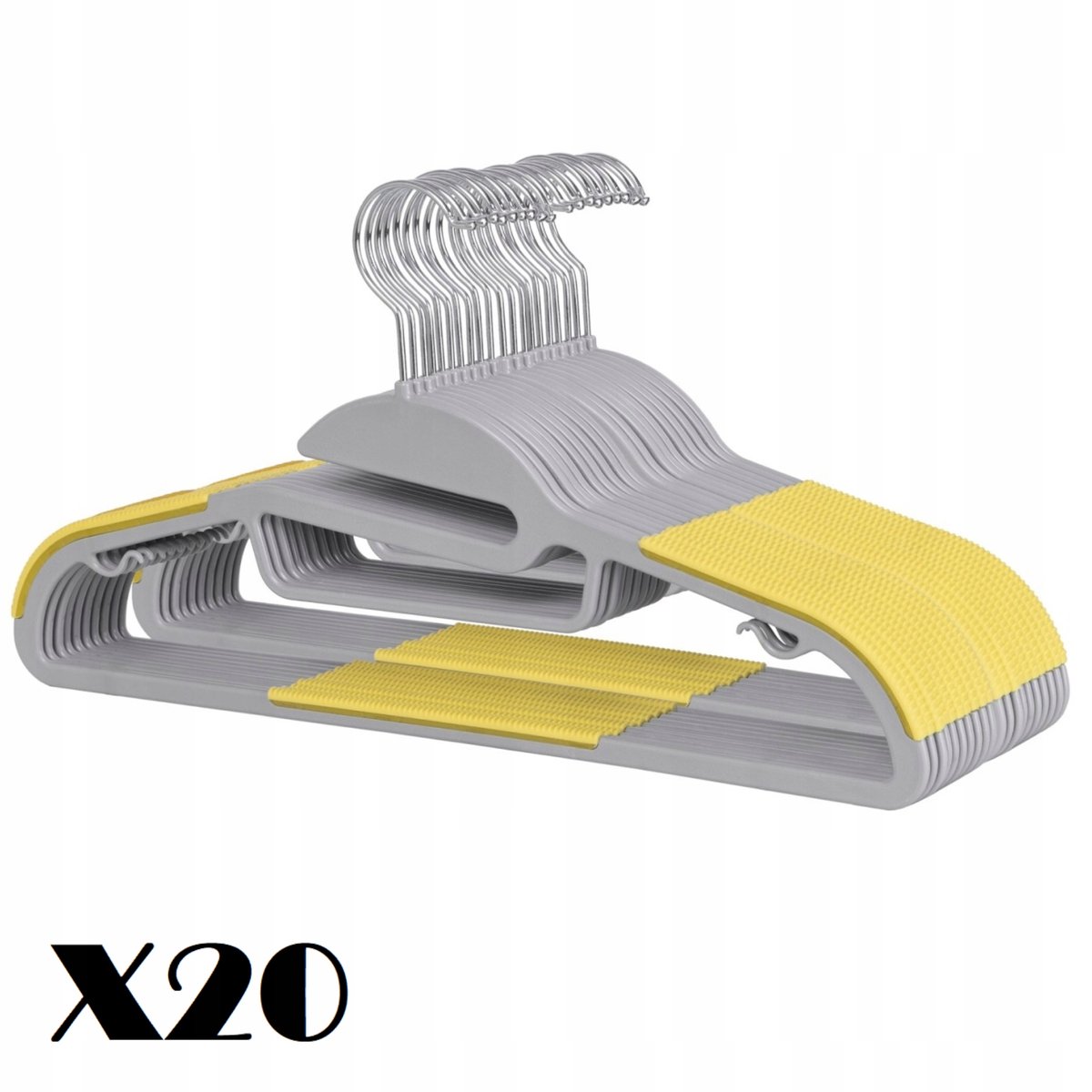 20x Merkloze Kledinghangers - Duurzaam Plastic, Geel/Grijs