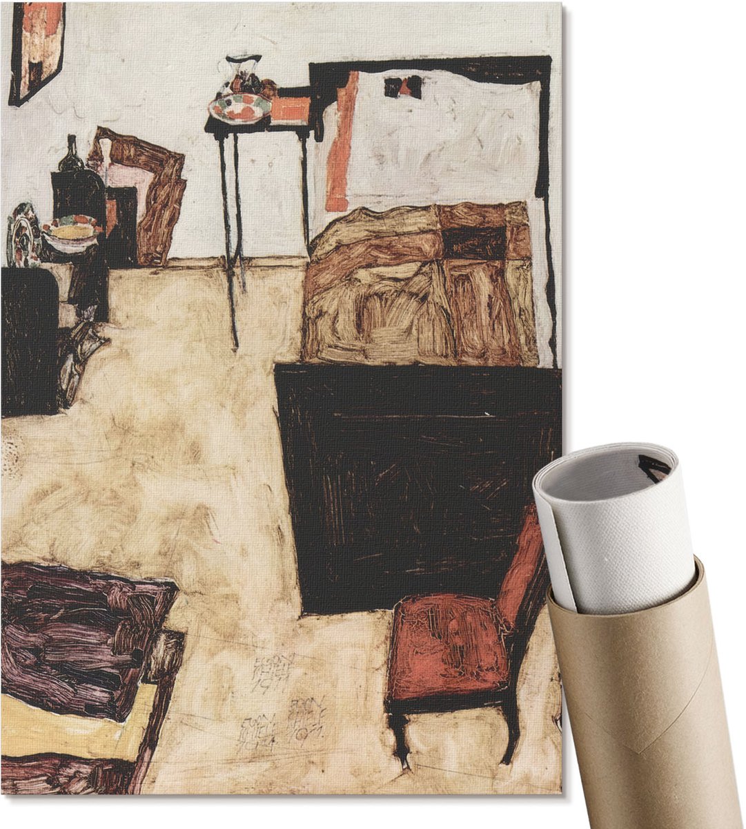 Coloray Polycanvas Poster - Soorten Koffie, Illustratie - A2 - Bruin Motief - Rechthoek - Wandkunst - Woonkamer, Slaapkamer, Kantoor - Decoratief