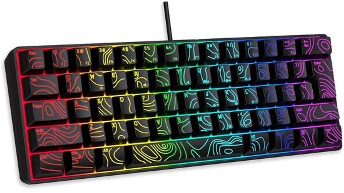 Compact Gaming Toetsenbord - Mechanisch Toetsenbord - Snelle Reacties - RGB Verlichting - 61 Toetsen - Zwart