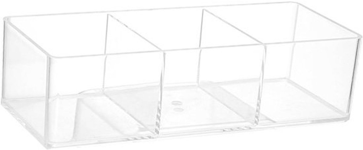 Acryl Opbergdoos - Cosmetica Houder - Spullen Organiseren - 3 Compartimenten - 23x9x6cm - Transparant