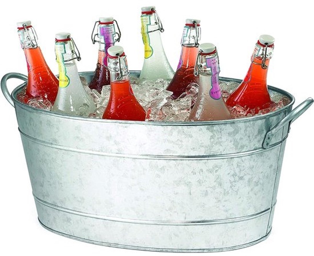 Verzinkte Drankpot - Koeler Bad - Feesten Organiseren - Grote Inhoud - 5.5 Gallon - Zilver