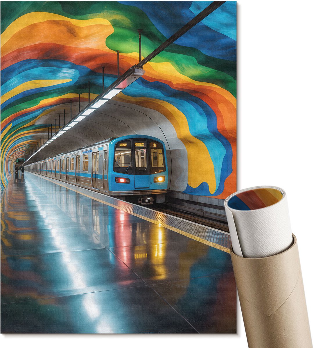 Coloray Canvas Poster Polycanvas - Eenzaamheid Op Het Strand, Fotografie - A3 - Wit Patroon - Rechthoek - Muurdecoratie - Woonkamer, Slaapkamer, Kantoor - Klassiek