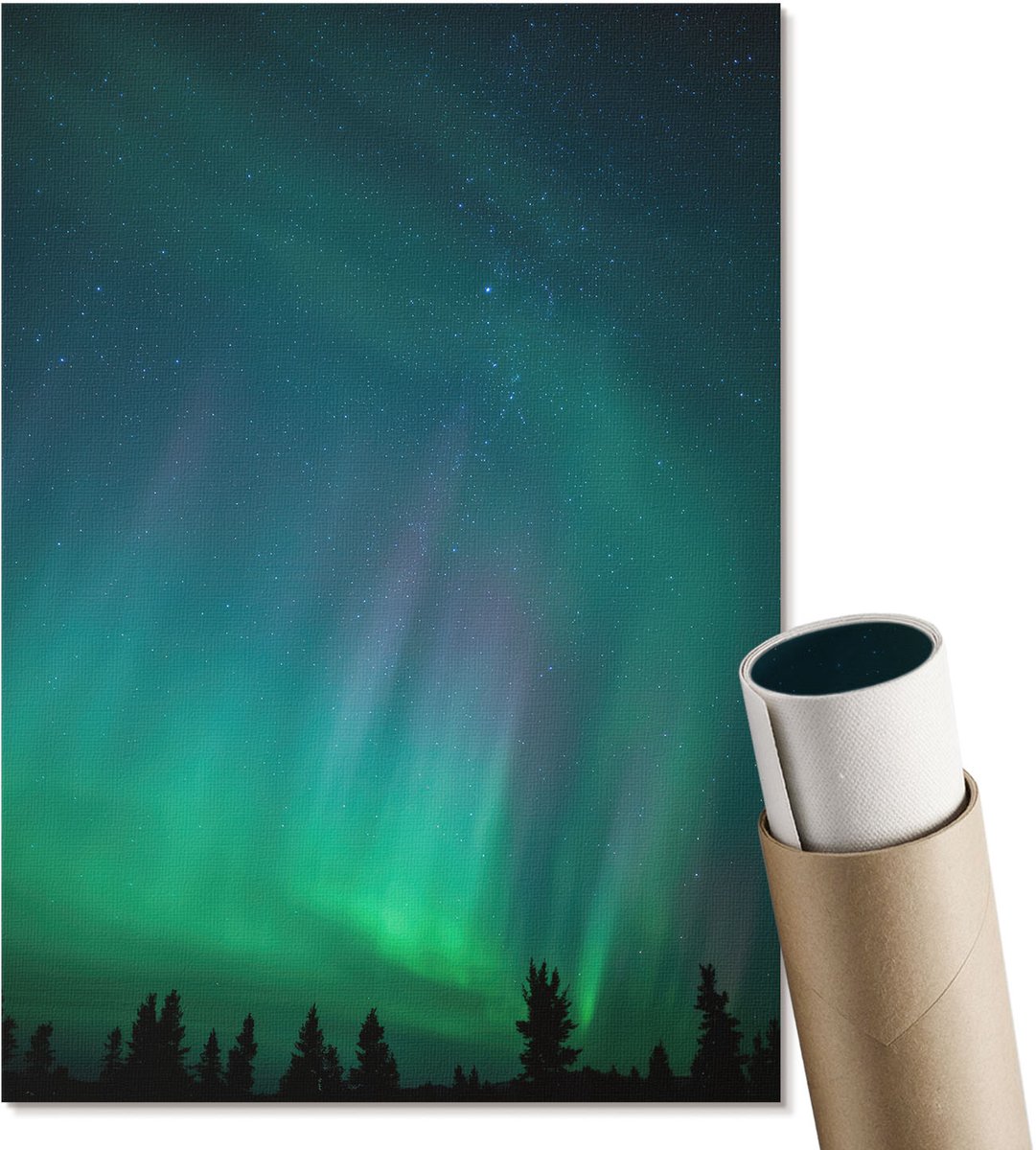 Coloray Polycanvas Wandposter - Bamboe, Waterverf - A3 - Zwart Kunst - Rechthoek - Interieurdecoratie - Woonkamer, Slaapkamer, Kantoor - Rustiek