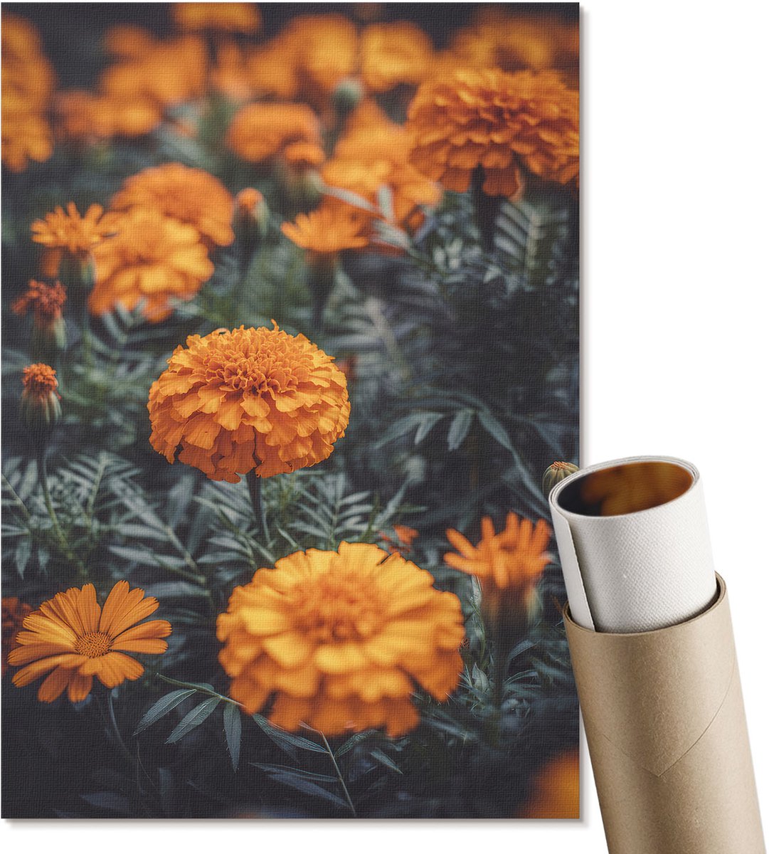 Coloray Polycanvas Wandposter - Nachtpanorama, Schilderen - A3 - Blauw Wanddecoratie - Rechthoek - Interieurdecoratie - Woonkamer, Slaapkamer, Kantoor - Expressief