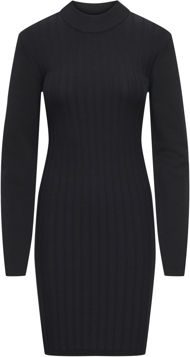 Jacqueline de Yong Jurk Jdykate Ria L/s O-neck Dress Knt 15379751 Black Dames Maat - L