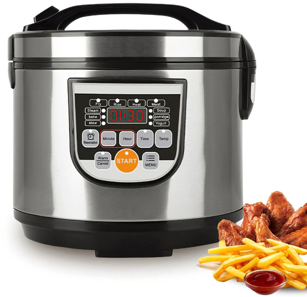 Lamor Slowcooker - Rijstkoker - Slowcookers - Rijstkokers - 5 L - 700 W - Verschillende Programma's - Antiaanbaklaag - 28x24x24cm