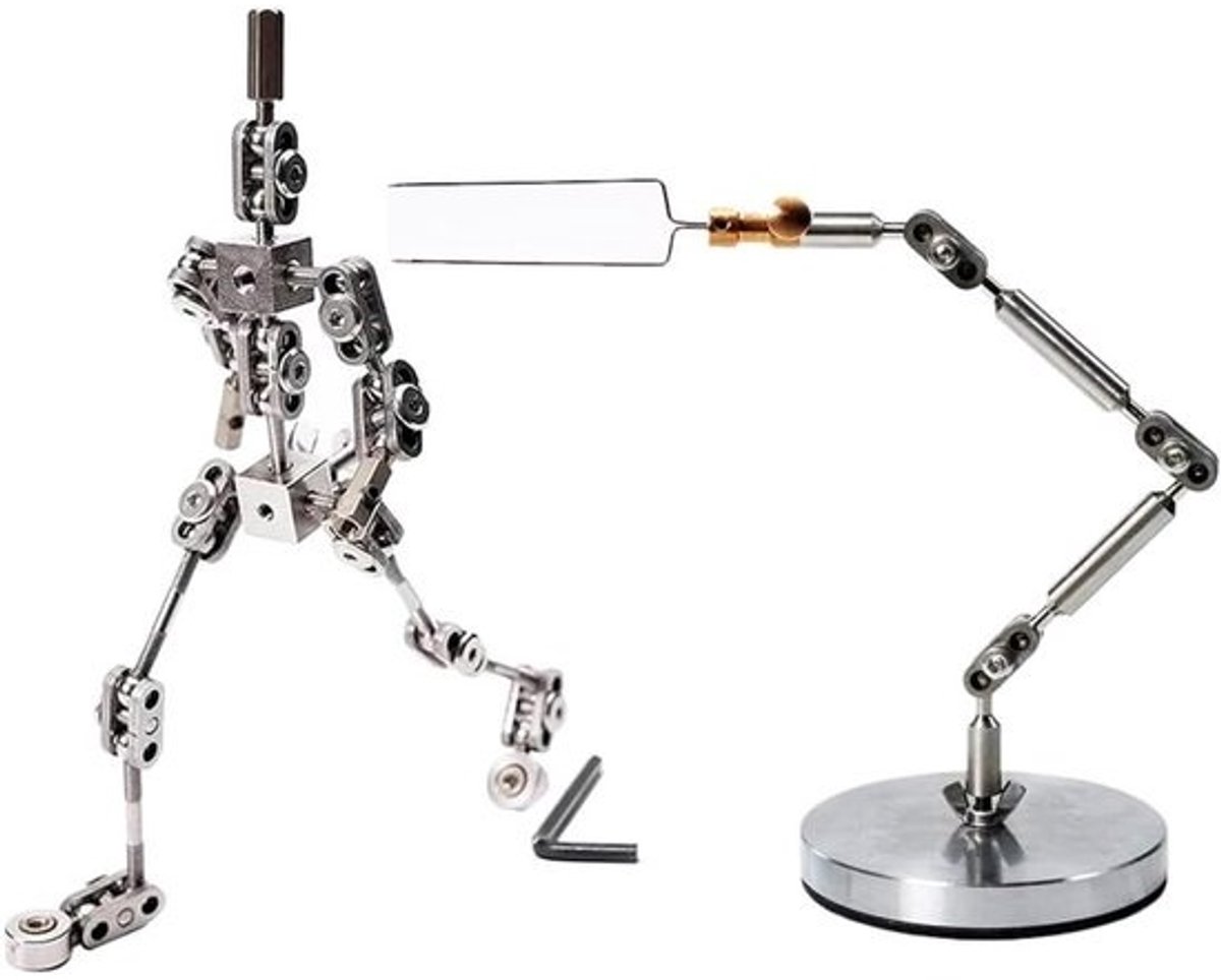 Stop-motion Armatuur Kit - Animatie Rig - Figuren Positioneren - Roestvrij Staal - 19 cm - Zilver