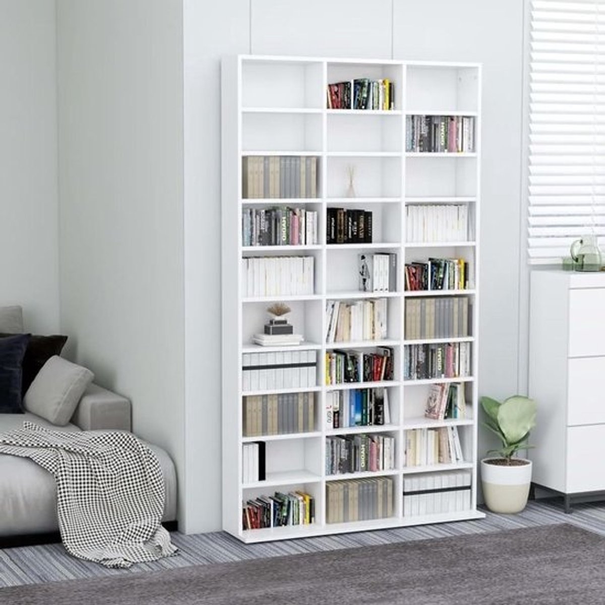 Cd-kast - Dvd-rek Opbergkast - Collecties Organiseren - 30 Open Vakken - 102 x 16 x 1775 cm - Wit