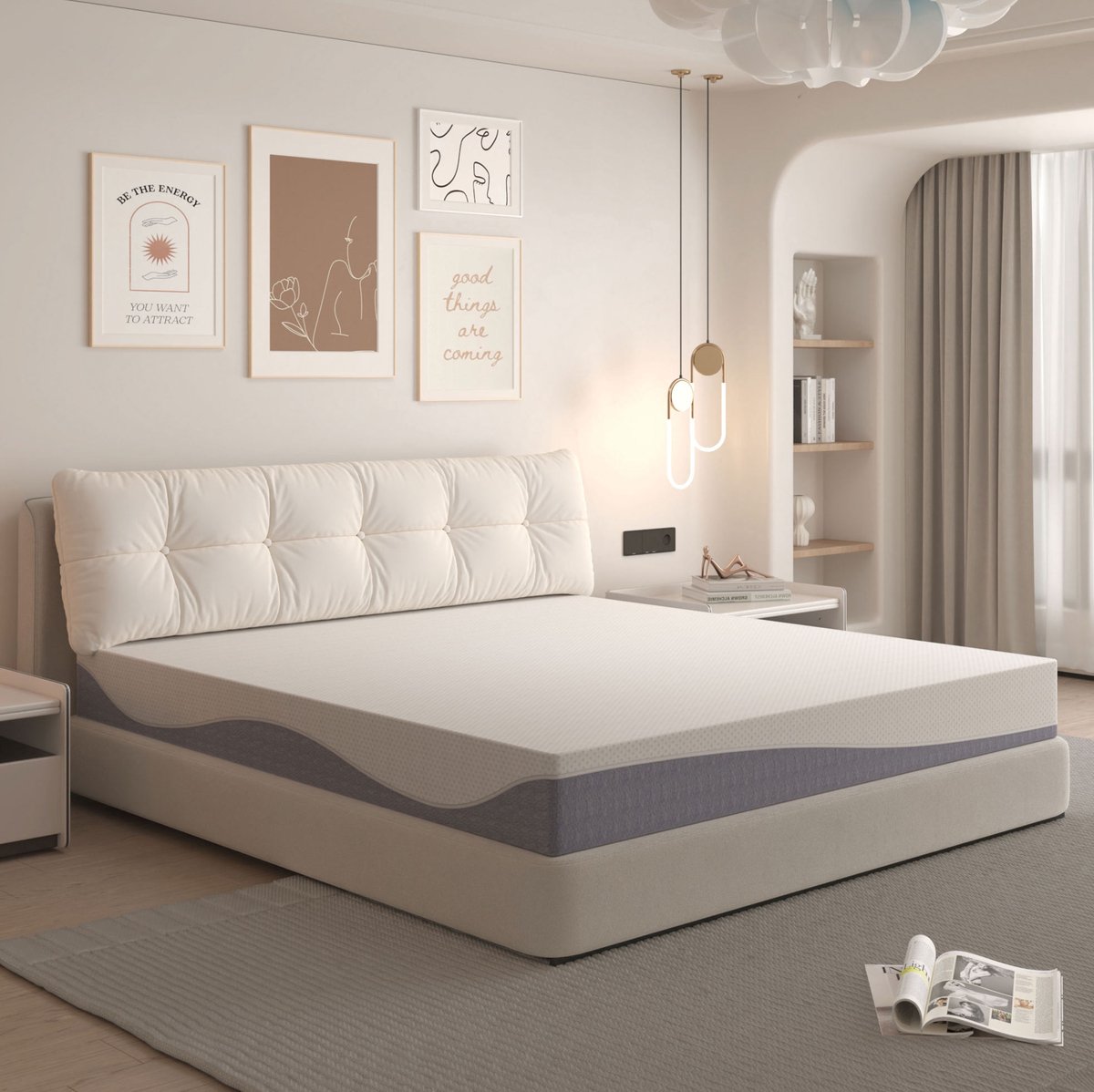 REDOM - Matras - Schaummatras - Dubbelzijdig H3/H4 ligcomfort - Afneembare wasbare tijk met ritssluiting - OEKO-TEX Standard 100 - Anti-allergie - Slaapkamer - Wit en grijs - 160 x 200 x 20 cm
