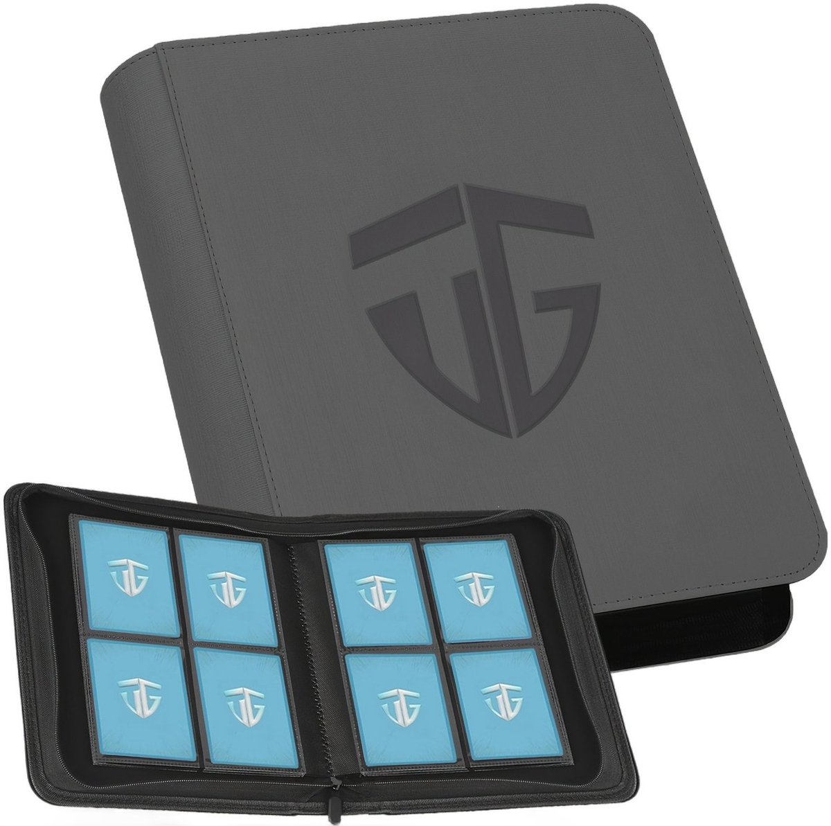 Currero Toploader Binder - Verzamelmap Kaarten - Geschikt voor Pokemon - 4 Pocket - 9 Pocket - 12 Pocket - Trading Card Map - Toploadermap - Grijs - 160 Kaarten