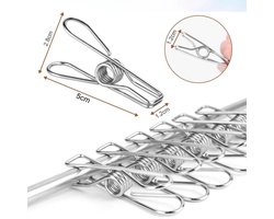 Wasknijpers van roestvrij staal, Geschikt voor handdoeken, kleding, sokken, enz. - zilver, verpakking van 20 stuks