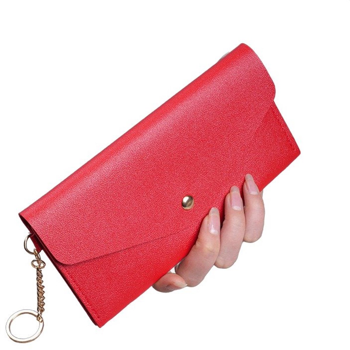Currero Portomonee - Portemonnee Dames & Heren - RFID Anti Skim - Pasjeshouder - Klein Model - Met Rits - Kunstleer - Rood