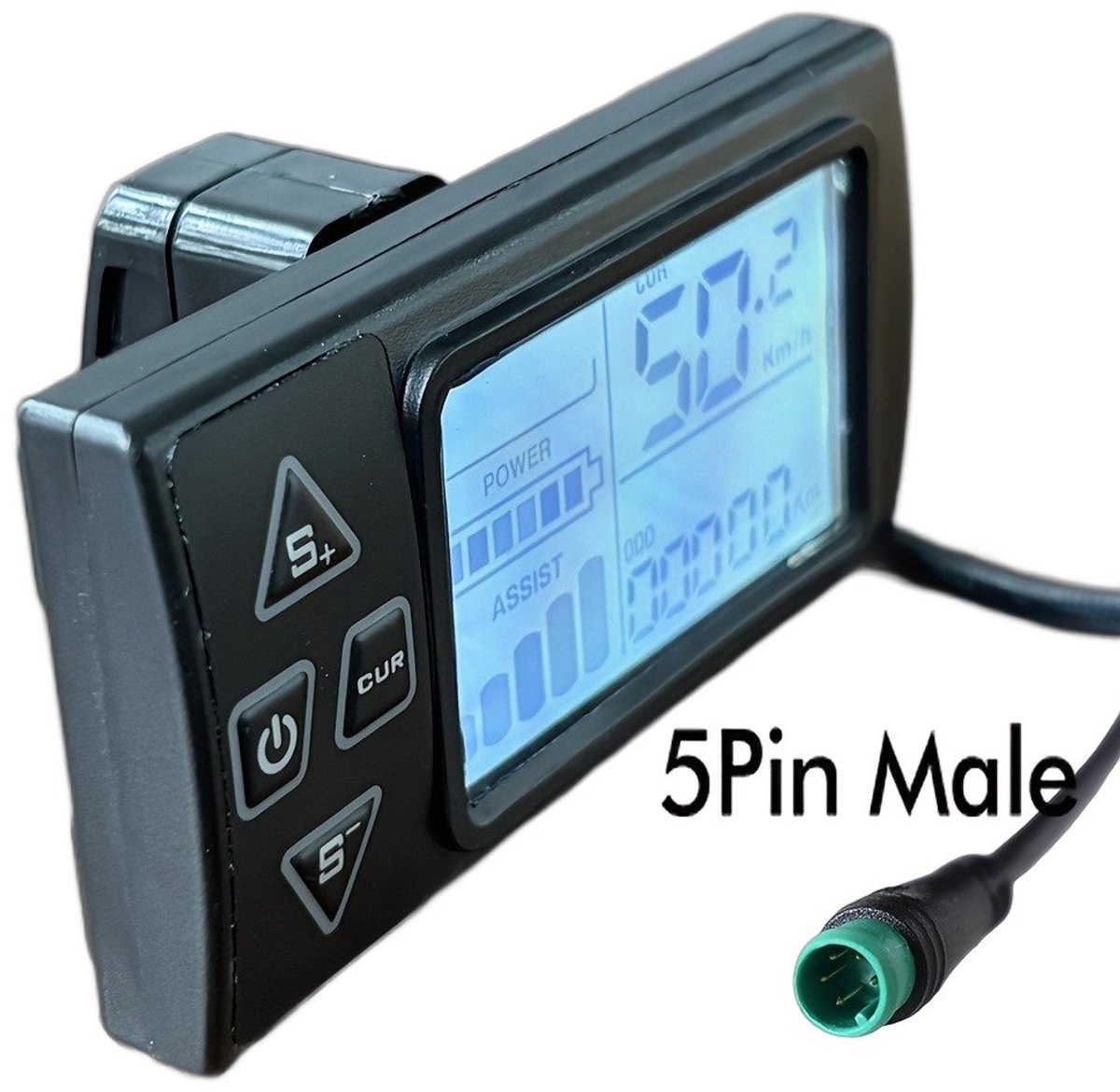 Currero Fatbike Scherm - LCD Display - Schermpje - E-Bike Accessoires - Elektrische Fiets - Dashboard - Snelheidsmeter - Kinderen & Volwassenen - 5-Pins