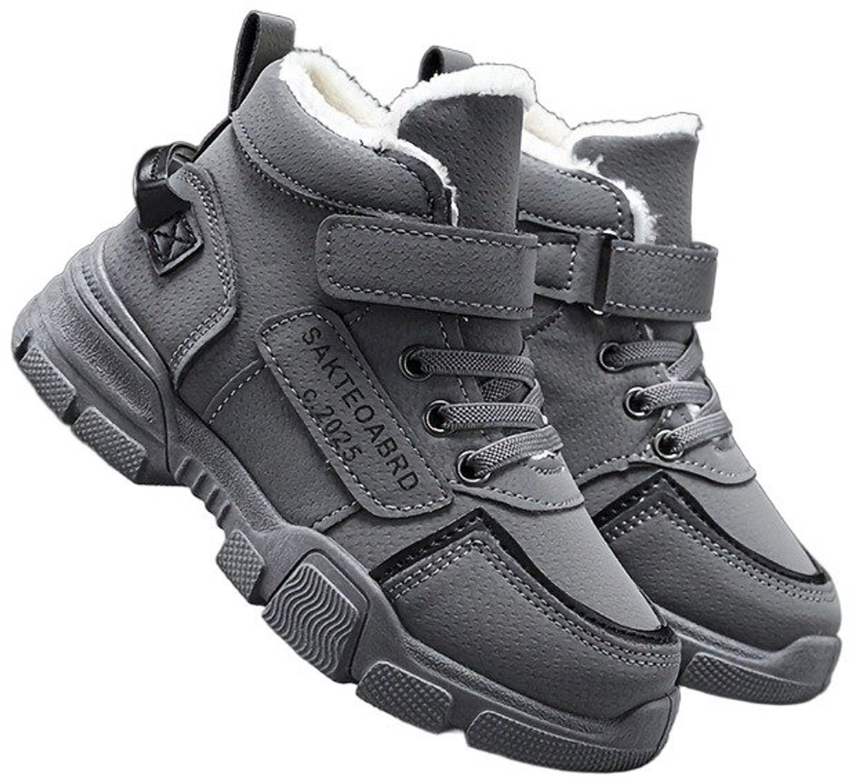 Currero Snowboots Jongens Sneeuwlaarzen Kinderen Winterlaarzen Jongens Gevoerde Winterschoenen Waterdicht Antislip Zool Warm Gevoerd Kinderlaarzen Donkergrijs