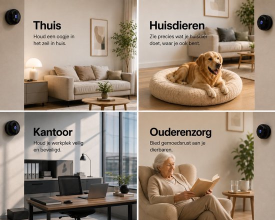Lexum® Mini Beveiligingscamera WiFi - Draadloze IP Camera - Bewegingsdetectie - Nachtzicht - USB-C Oplaadbaar - App - Binnen & Buiten — afbeelding 3