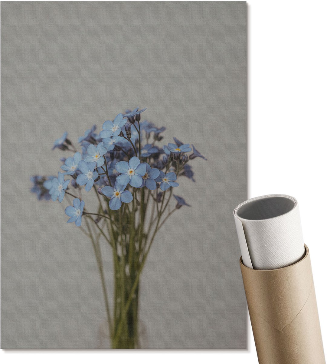 Coloray Polycanvas Poster - Blauwe Bloemen, Fotografie - A4 - Blauw Motief - Rechthoek - Muurdecoratie - Woonkamer, Slaapkamer, Kantoor - Klassiek