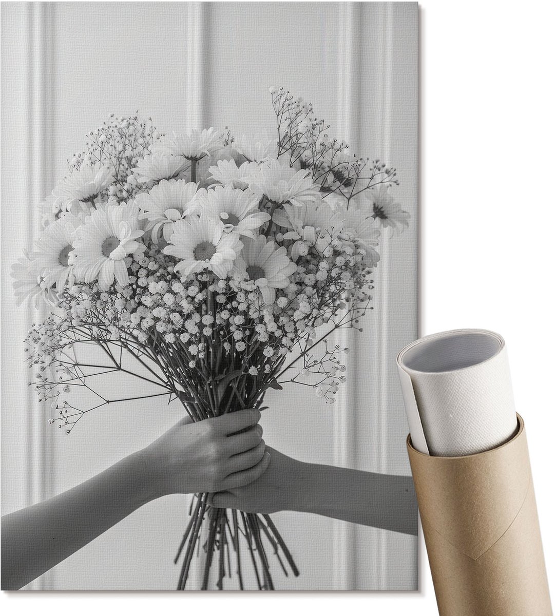 Coloray Canvas Poster Polycanvas - Witte Bloemen, Fotografie - A4 - Wit Poster - Rechthoek - Decoratieve poster - Woonkamer, Slaapkamer, Kantoor - Klassiek