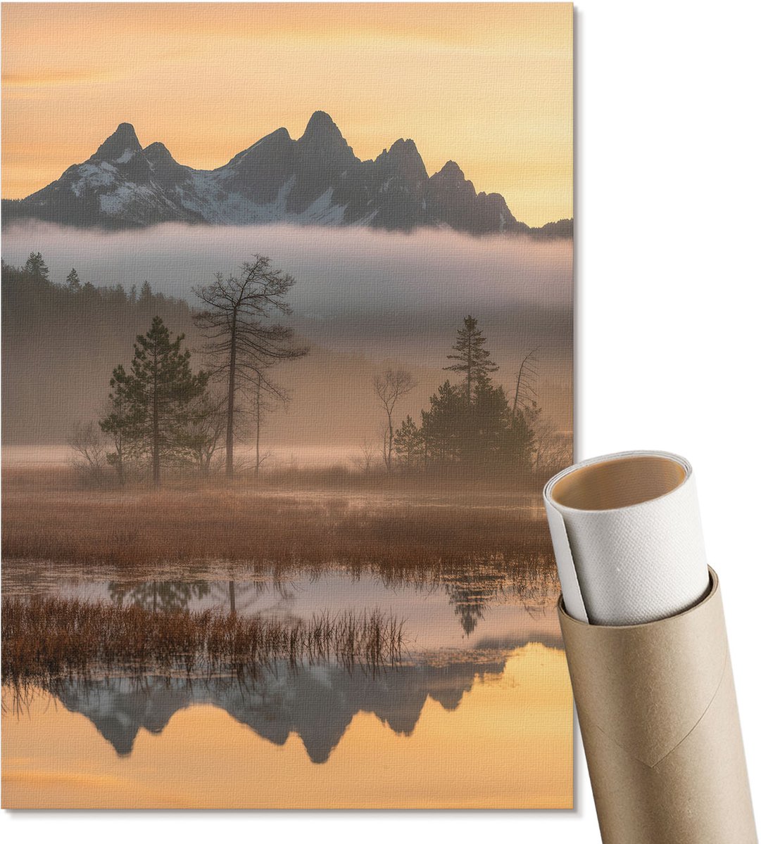 Coloray Polycanvas Wandposter - Berglandschap, Fotografie - A4 - Geel Kunst - Rechthoek - Interieurdecoratie - Woonkamer, Slaapkamer, Kantoor - Klassiek
