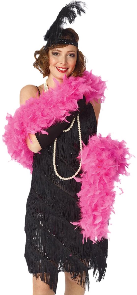 Faram Party Carnaval zeer volle verkleed boa met veren - roze - 180 cm - 100 gram - Glitter and Glamour - extra veel volume in veertjes