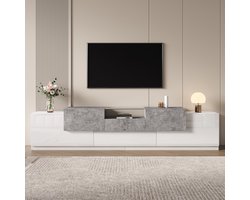 TV Meubel 200x33x48.5 cm – Opbergruimte en Lades – Modern Design – Krasbestendig – Spaanplaat – Wit