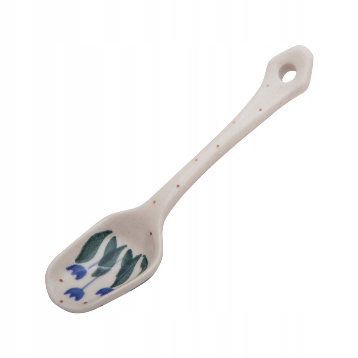 Bolesławiec Theelepel 13.5cm - Handgemaakt met Tulpendecoratie