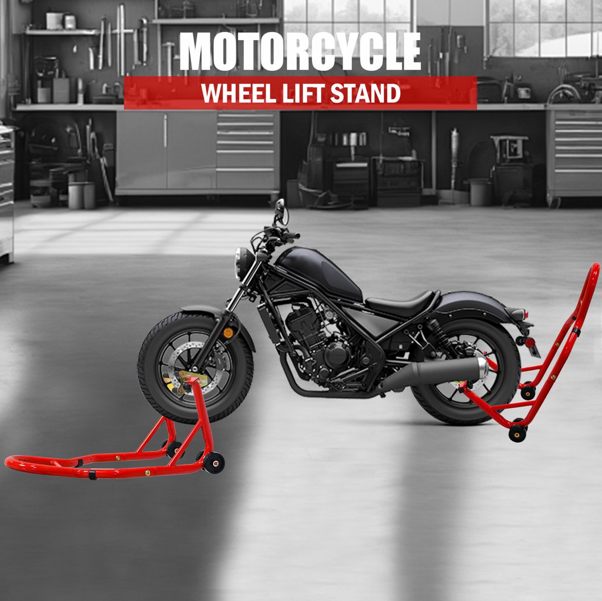 MODFU - Motorfiets Voor- En Achterwiel Hefstand Set - Rood Staal