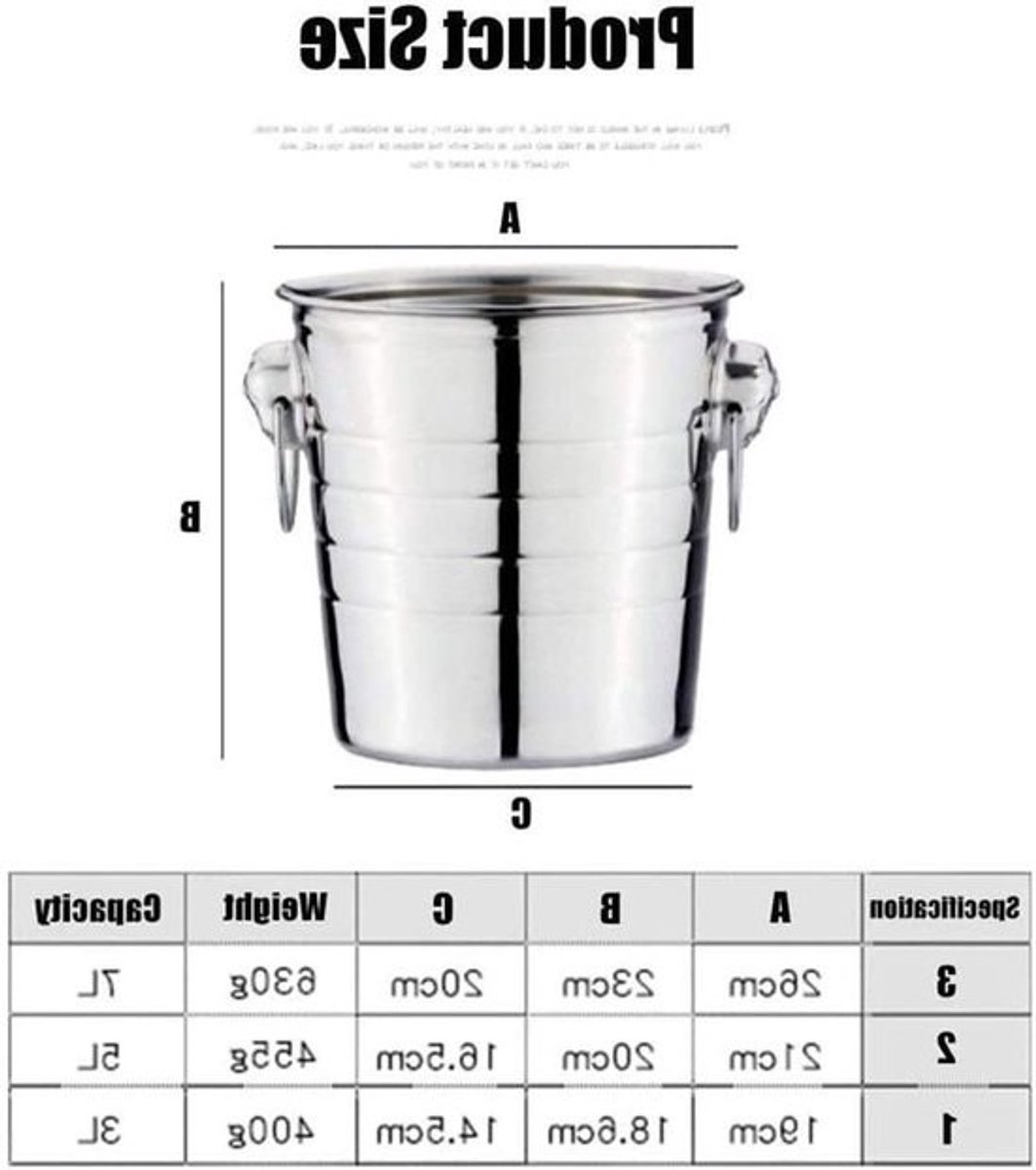 Roestvrijstalen IJsemmer - Wijnkoeler Drankemmer - Dranken Koel Houden - Dubbelwandig Geïsoleerd - 5L - Zilver