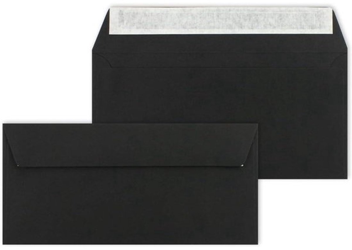 DIN lang enveloppen - Brief enveloppen - Kaarten verzenden - Zelfklevend met strip - 11 x 22 cm - Zwart