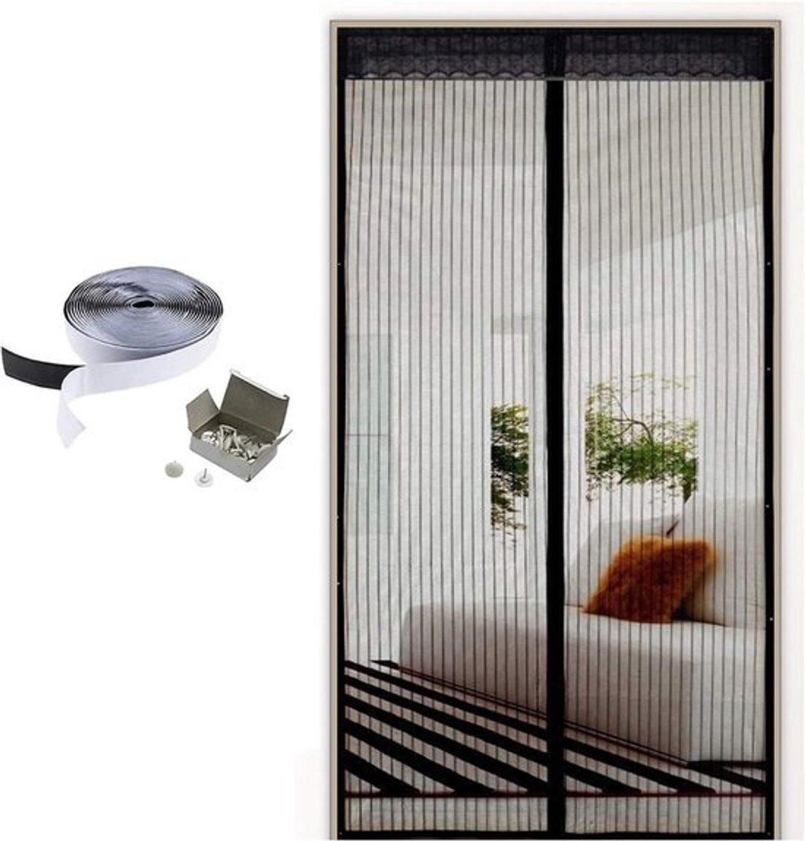 Magnetische Gordijn - Vliegengordijn Deur - Insecten Buiten Houden - Automatische Sluiting - 90 x 220 cm - Zwart