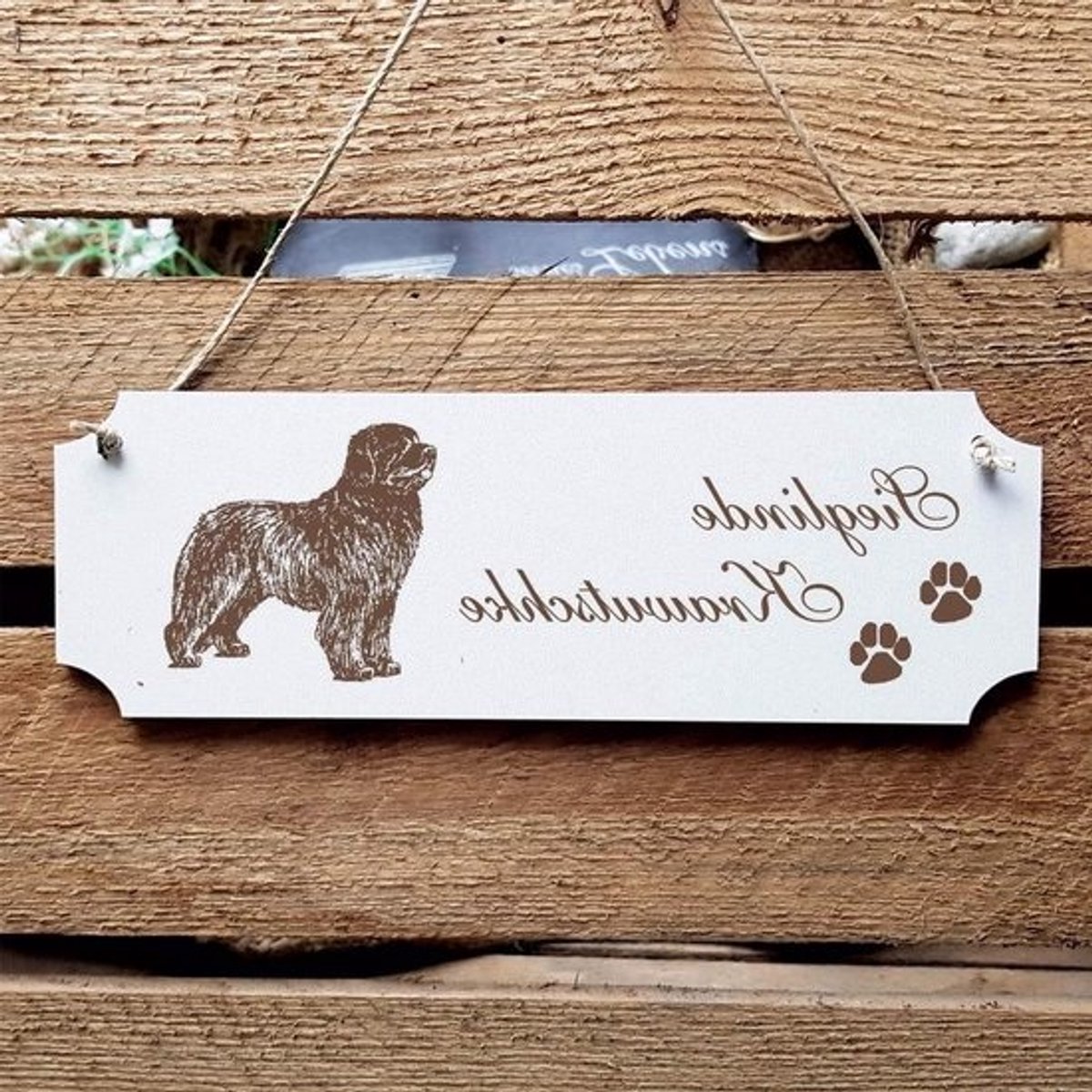 Hond Naambord - Decoratiebord Deurplaat - Huis Decoreren - Persoonlijke Gravure - 20 x 67 cm - Wit