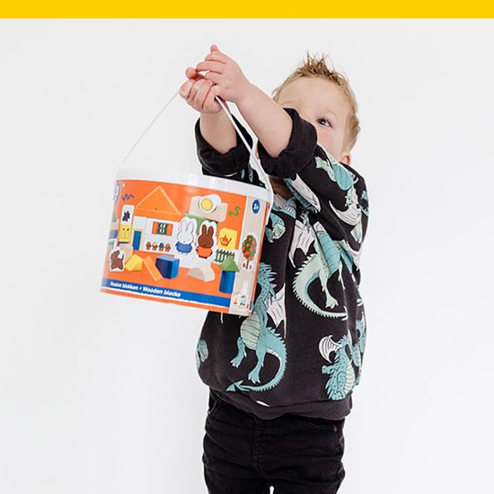 Nijntje blokkenton, houten blokken in opbergton - educatief speelgoed - peuter, kleuter - Bambolino Toys van Nijntje — afbeelding 2