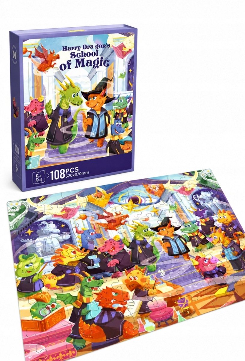 Magische Draken Schoolpuzzel 108 stukjes voor kinderen vanaf 5 jaar
