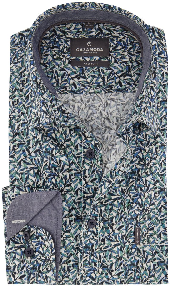 Overhemden Casa Moda Casual Fit blauw geprint