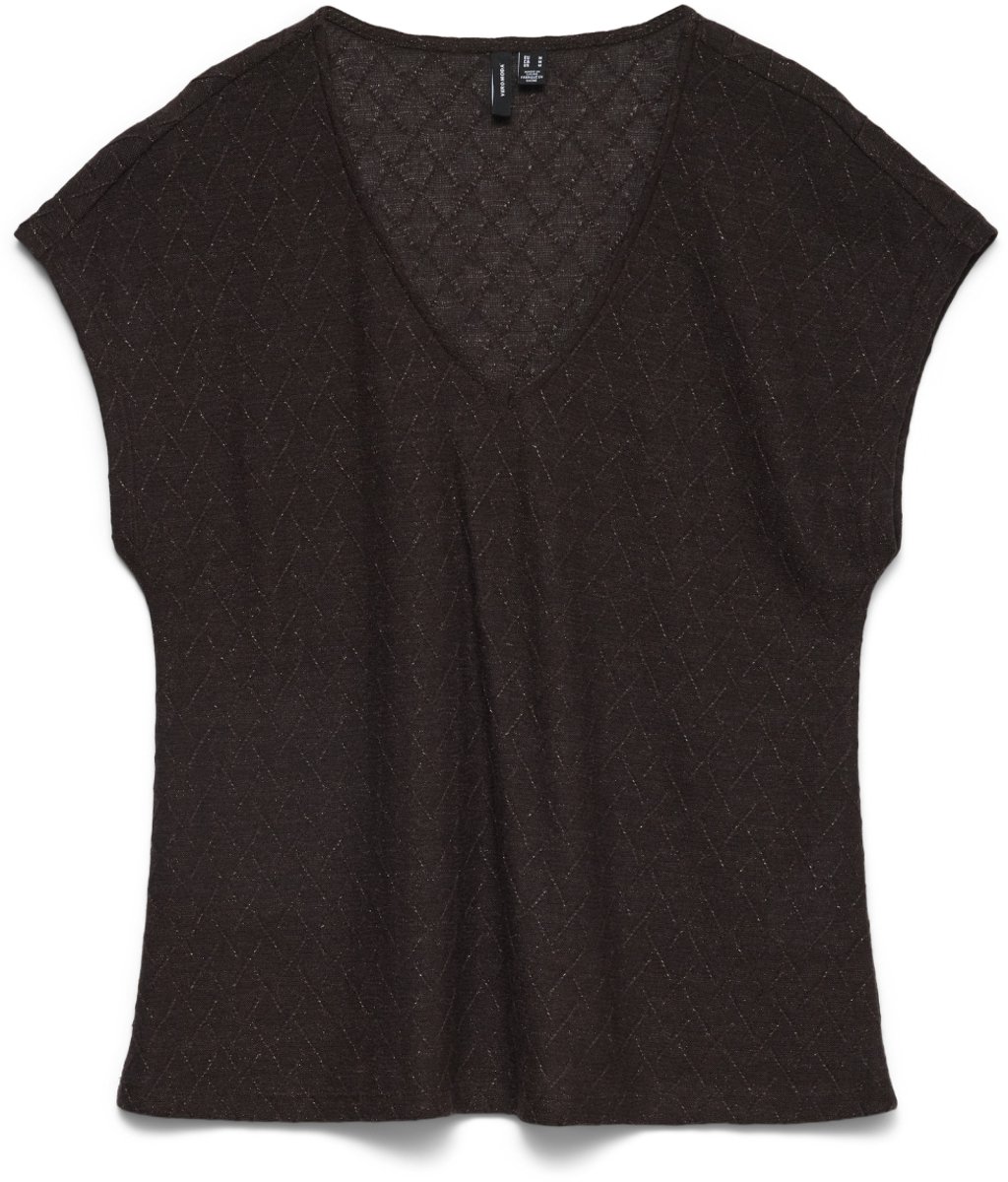 Vero Moda Top Vmmara S/s V-neck Top Jrs Btq 10351025 Chocolate Torte/dtm Lurex Dames Maat - XS