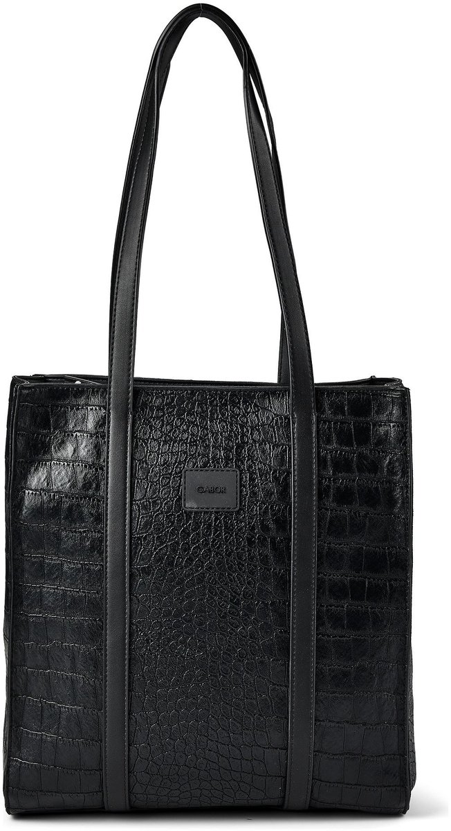 Gabor shopper Elfie Zip Tote Bag Croco Black zwart