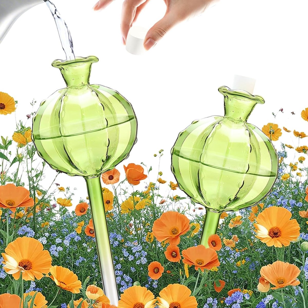 Automatisch Wateringssysteem met Glazen Irrigatieballonnen voor Binnenplanten en Tuindecoratie, Set van 2 voor Groene Cactussen en Potplanten