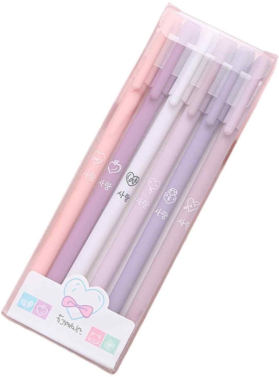 Set van 6 Gelpennen - 0,5 mm Fijne Punt - Zwarte Inkt - Soepel Schrijven - Voor Dagboeken, School en Kantoor - Aesthetic Pennen - Geschikt voor Dames en Heren