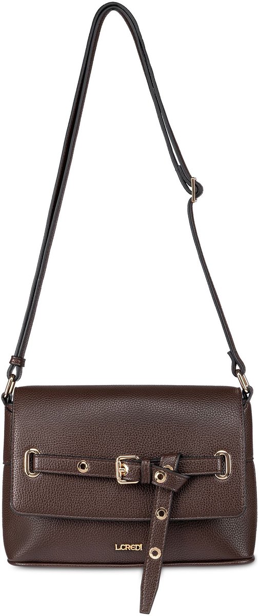 L.CREDI schoudertas Sadette Crossbody Bag Chocolate donkerbruin