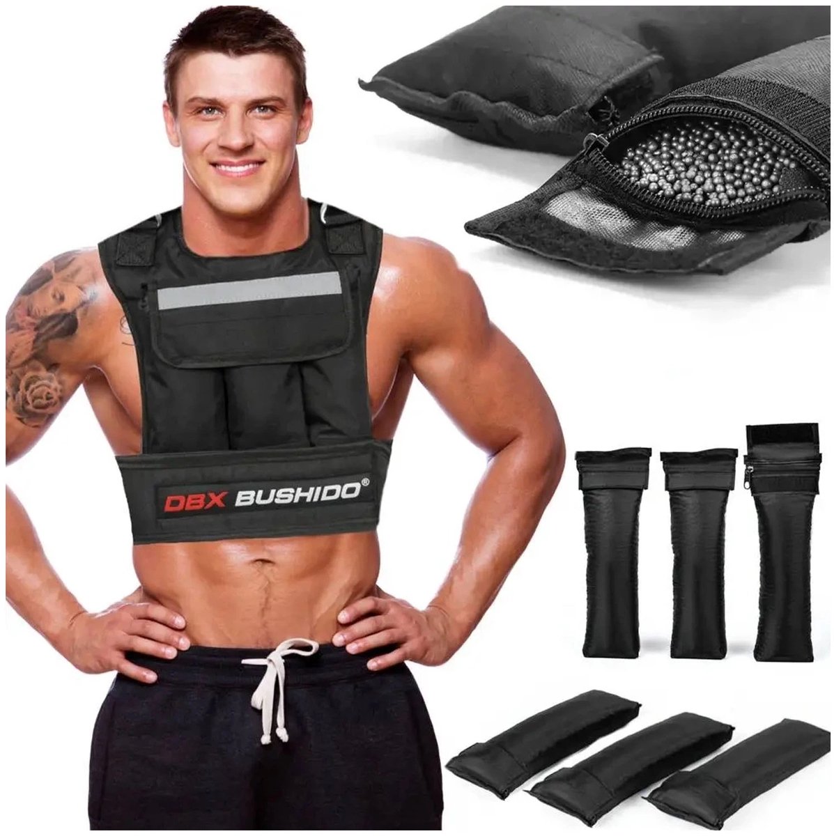 Verstelbaar Trainingsvest met 20 kg Stalen Ballast - DBX BUSHIDO