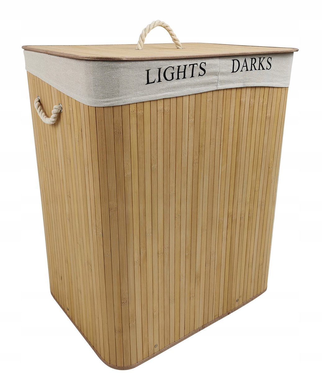 Bamboe wasmand 105L met 2 vakken - Natuurlijk design