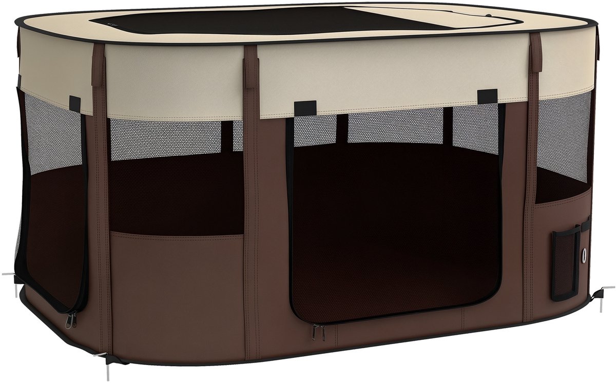 PawHut speelbox voor huisdieren - Oxford-stof - 114x89x59cm - Bruin
