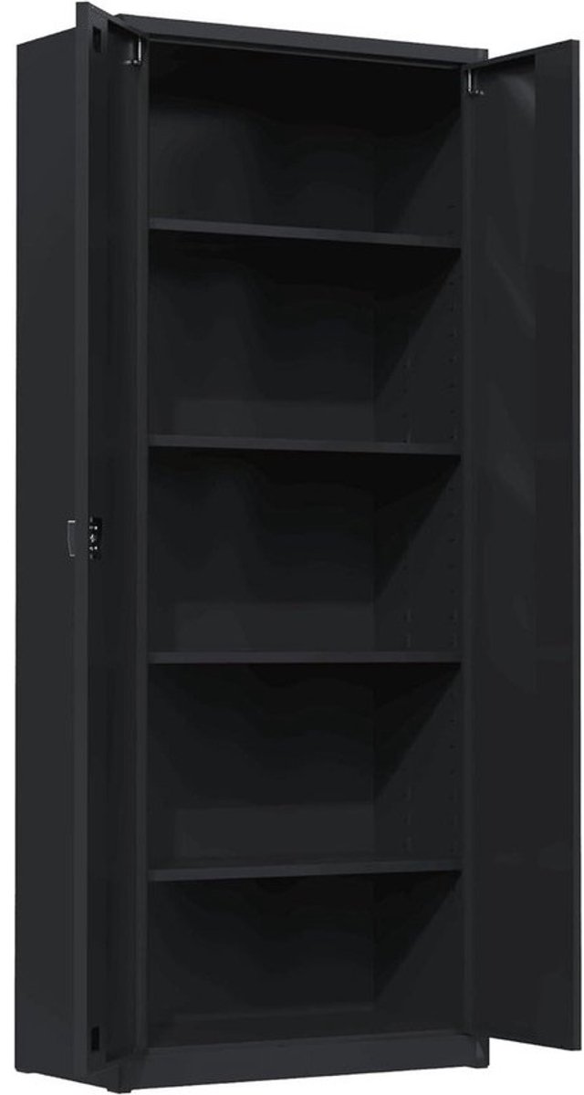 Archiefkast met Slot - Metalen Opbergkast Kantoorkast - Veilige Documenten Opslag - TÜV-gecertificeerde Staalconstructie - 195x80x42 cm - Zwart